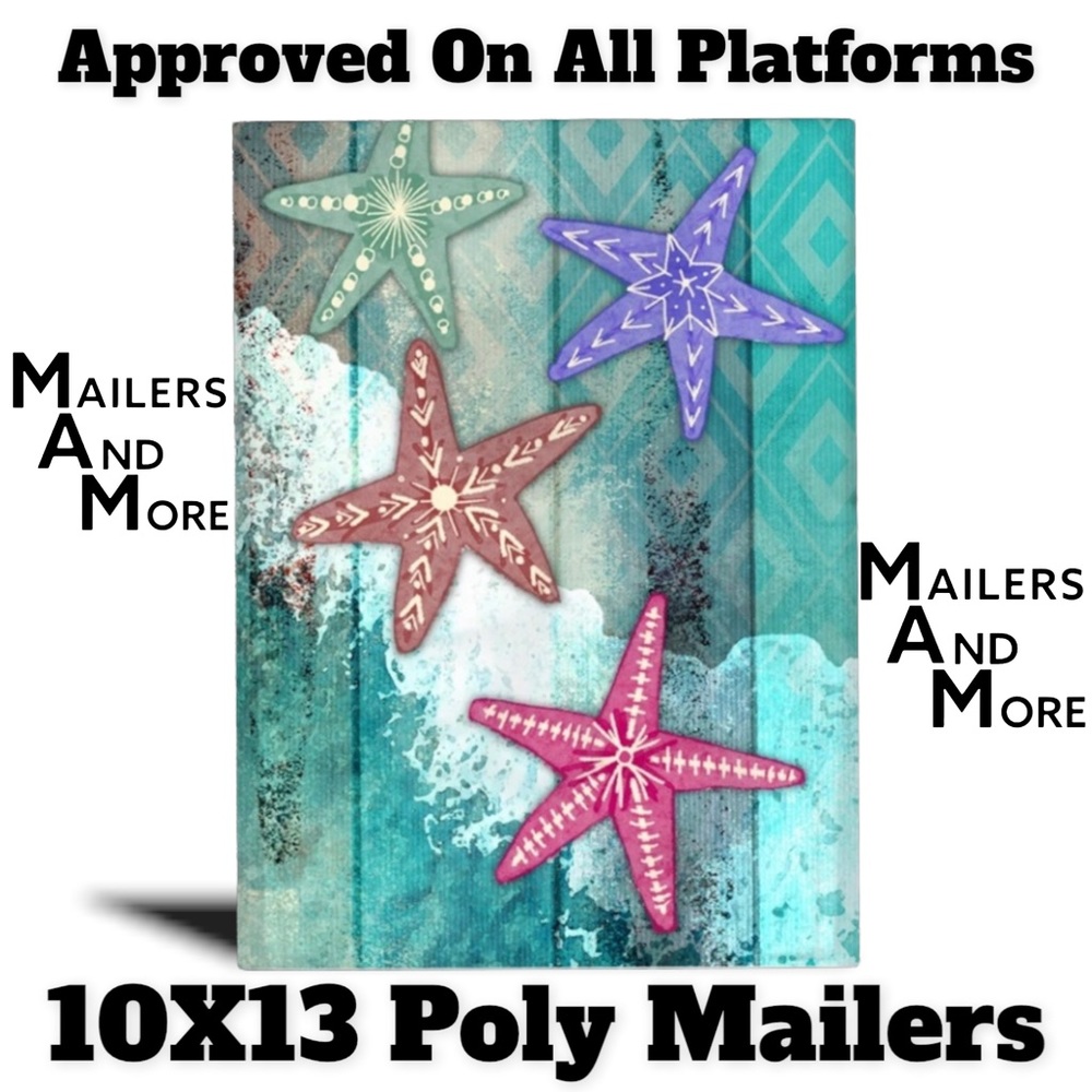 50 10X13  Poly Mailers Sea Star Ocean Fish Shipping Envelopes Bags PRICE IS FIRM - Picture 4 of 10